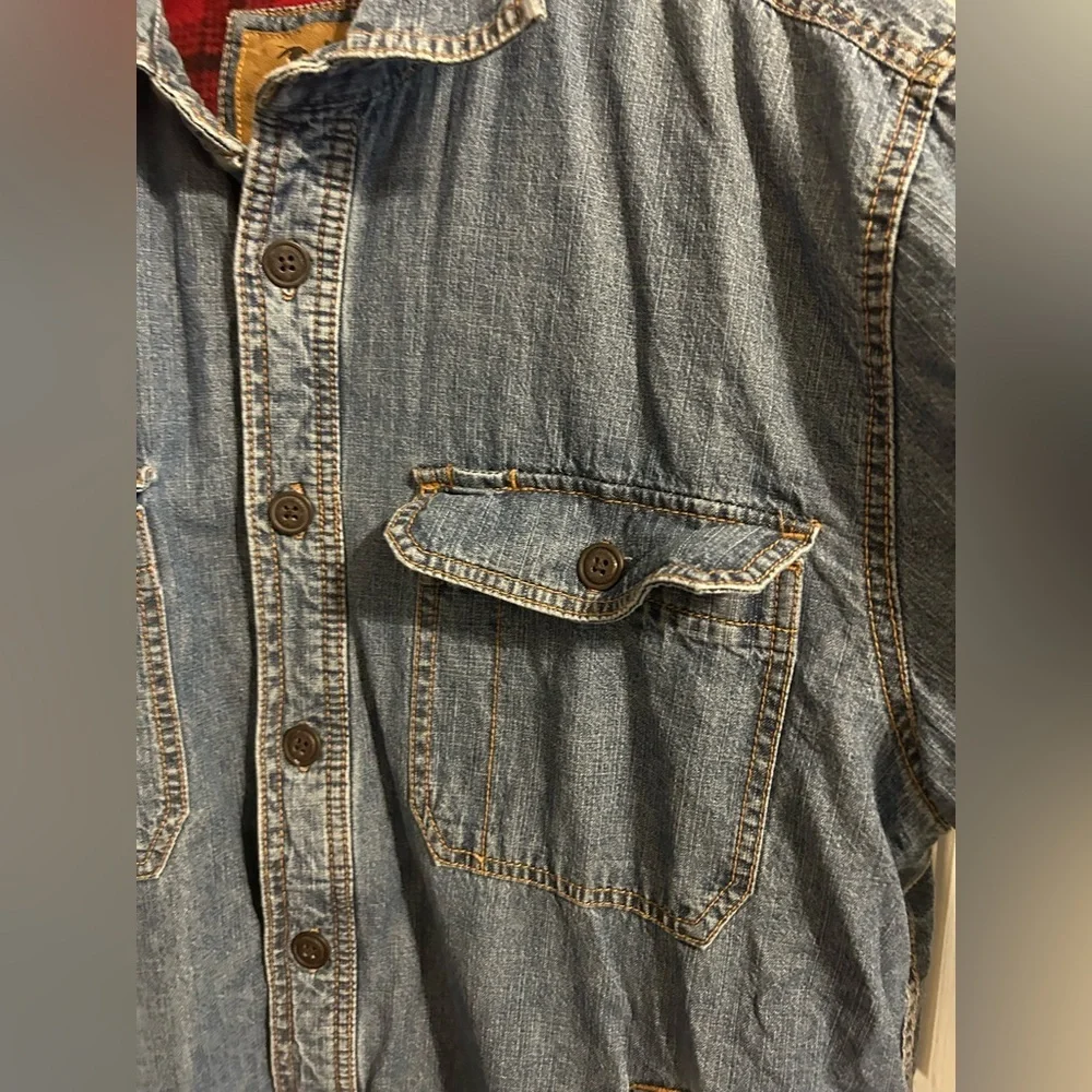Outdoor Life Denim Plaid Fleece Lined Shacket - M - Picture 7 of 10